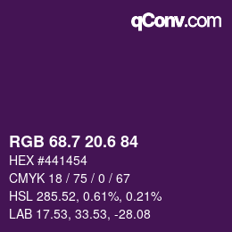 カラーコード: RGB 68.7 20.6 84 | qconv.com