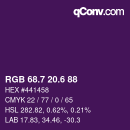 カラーコード: RGB 68.7 20.6 88 | qconv.com