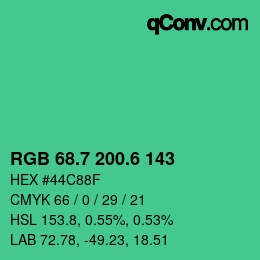 カラーコード: RGB 68.7 200.6 143 | qconv.com