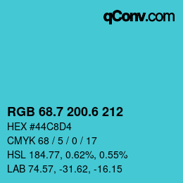 カラーコード: RGB 68.7 200.6 212 | qconv.com