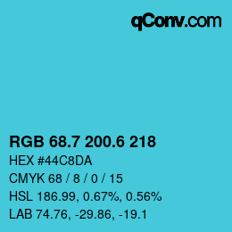 カラーコード: RGB 68.7 200.6 218 | qconv.com