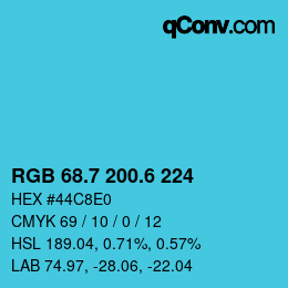 カラーコード: RGB 68.7 200.6 224 | qconv.com