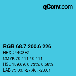 カラーコード: RGB 68.7 200.6 226 | qconv.com