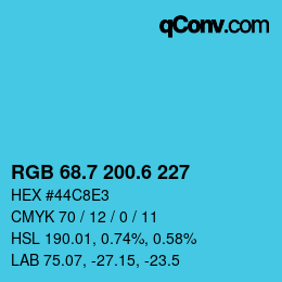 カラーコード: RGB 68.7 200.6 227 | qconv.com