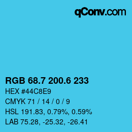 カラーコード: RGB 68.7 200.6 233 | qconv.com