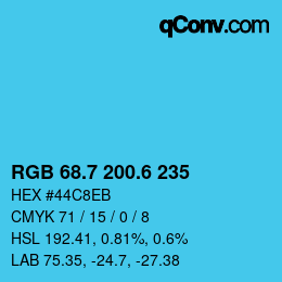 カラーコード: RGB 68.7 200.6 235 | qconv.com