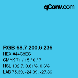 カラーコード: RGB 68.7 200.6 236 | qconv.com