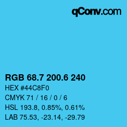 カラーコード: RGB 68.7 200.6 240 | qconv.com