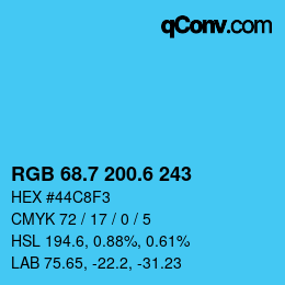 カラーコード: RGB 68.7 200.6 243 | qconv.com