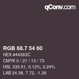カラーコード: RGB 68.7 54 60 | qconv.com