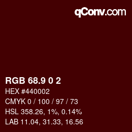 Color code: RGB 68.9 0 2 | qconv.com