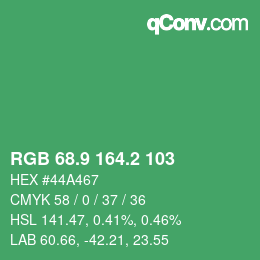 カラーコード: RGB 68.9 164.2 103 | qconv.com