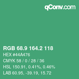 カラーコード: RGB 68.9 164.2 118 | qconv.com
