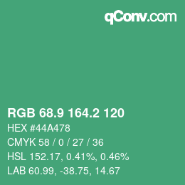 カラーコード: RGB 68.9 164.2 120 | qconv.com