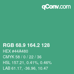 カラーコード: RGB 68.9 164.2 128 | qconv.com