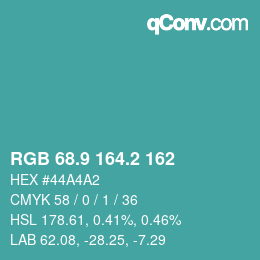 カラーコード: RGB 68.9 164.2 162 | qconv.com