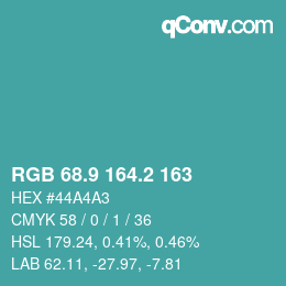 カラーコード: RGB 68.9 164.2 163 | qconv.com