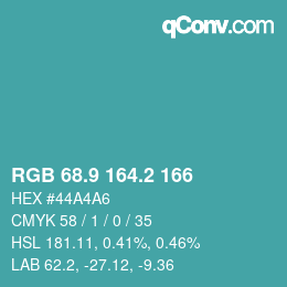 カラーコード: RGB 68.9 164.2 166 | qconv.com