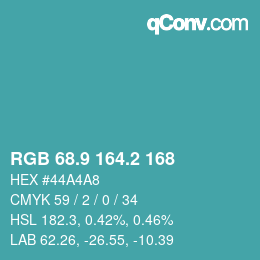 カラーコード: RGB 68.9 164.2 168 | qconv.com