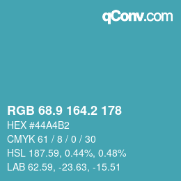 カラーコード: RGB 68.9 164.2 178 | qconv.com