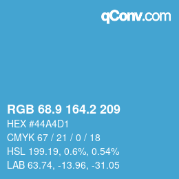 カラーコード: RGB 68.9 164.2 209 | qconv.com