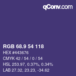 カラーコード: RGB 68.9 54 118 | qconv.com