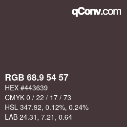 Color code: RGB 68.9 54 57 | qconv.com
