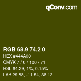 Color code: RGB 68.9 74.2 0 | qconv.com