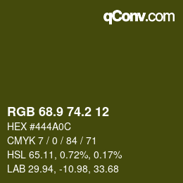 カラーコード: RGB 68.9 74.2 12 | qconv.com