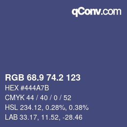 Color code: RGB 68.9 74.2 123 | qconv.com