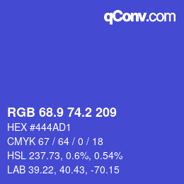 カラーコード: RGB 68.9 74.2 209 | qconv.com