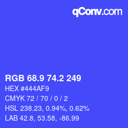 カラーコード: RGB 68.9 74.2 249 | qconv.com