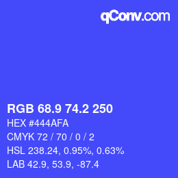 カラーコード: RGB 68.9 74.2 250 | qconv.com