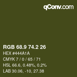 Color code: RGB 68.9 74.2 26 | qconv.com