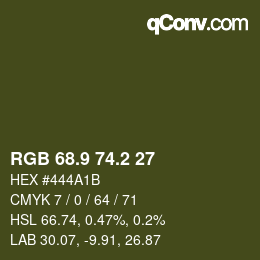 カラーコード: RGB 68.9 74.2 27 | qconv.com