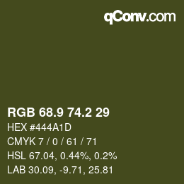 Color code: RGB 68.9 74.2 29 | qconv.com
