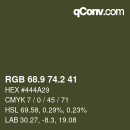 カラーコード: RGB 68.9 74.2 41 | qconv.com