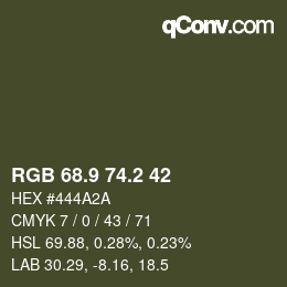 カラーコード: RGB 68.9 74.2 42 | qconv.com