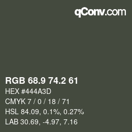 カラーコード: RGB 68.9 74.2 61 | qconv.com
