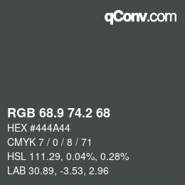 Color code: RGB 68.9 74.2 68 | qconv.com