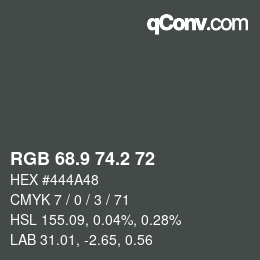 Color code: RGB 68.9 74.2 72 | qconv.com