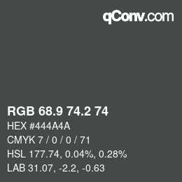 カラーコード: RGB 68.9 74.2 74 | qconv.com