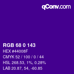 颜色代码: RGB 68 0 143 | qconv.com