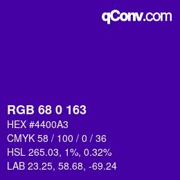 颜色代码: RGB 68 0 163 | qconv.com