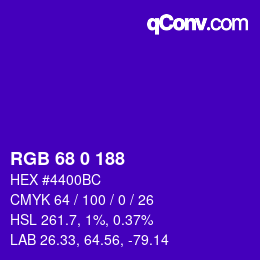 Color code: RGB 68 0 188 | qconv.com