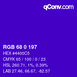 Color code: RGB 68 0 197 | qconv.com