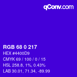 颜色代码: RGB 68 0 217 | qconv.com