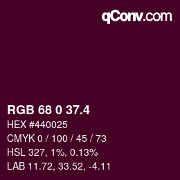 カラーコード: RGB 68 0 37.4 | qconv.com
