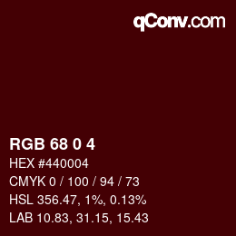 Color code: RGB 68 0 4 | qconv.com