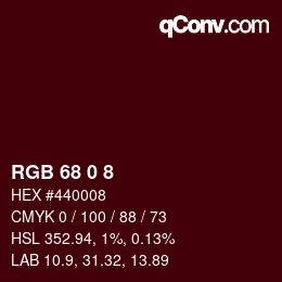 カラーコード: RGB 68 0 8 | qconv.com